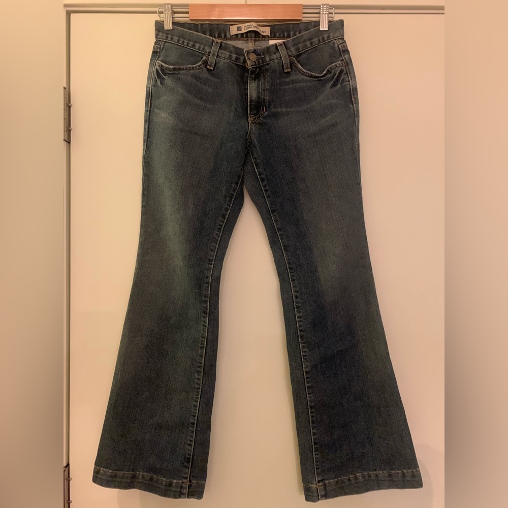 NON STRETCH Gap Womens Long and Lean Jean Medium Dark Size 4